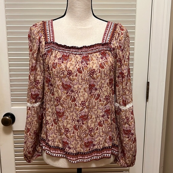 58. June & Hudson Bohemian Print Peasant Style Blouse - Picture 1 of 16
